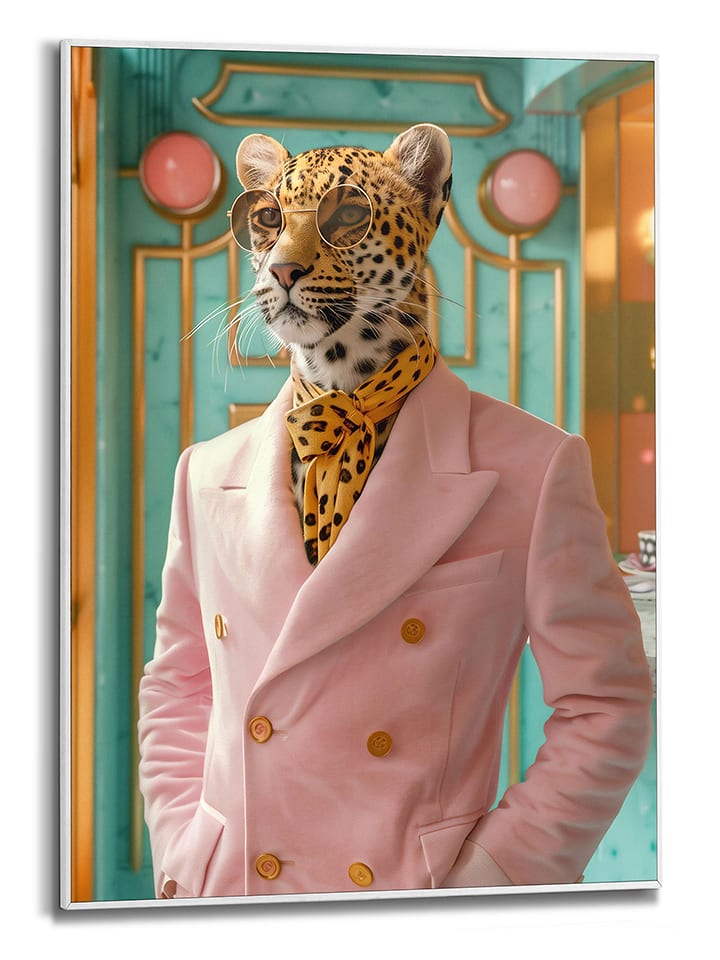 Orangewallz Druk artystyczny "Pastel Leopard" w ramce rozmiar: 50x70 cm