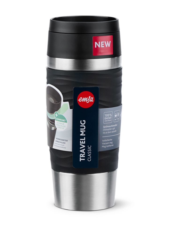 Emsa Kubek termiczny "Travel Mug Waves" w kolorze czarnym - 360 ml rozmiar: onesize