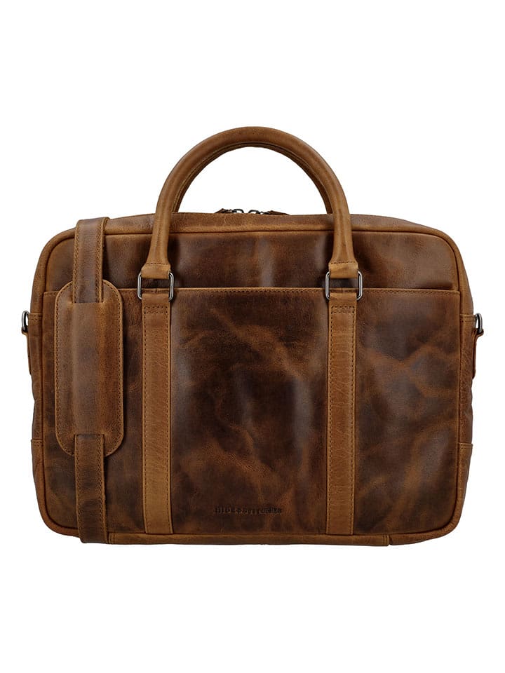 HIDE & STITCHES Skórzana aktówka w kolorze jasnobrązowym - 38 x 29 x 7 cm rozmiar: onesize