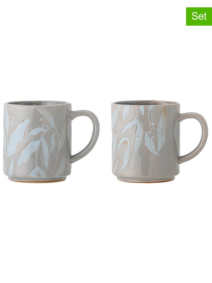 Bloomingville Kubki (2 szt.) "Auror" w kolorze szarym - wys. 9,5 x Ø 8 cm rozmiar: onesize