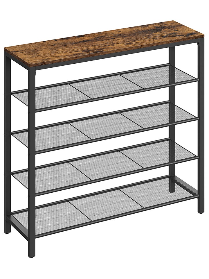 Songmics Regał w kolorze czarno-brązowym na buty - 100 x 92,5 x 30 cm rozmiar: onesize