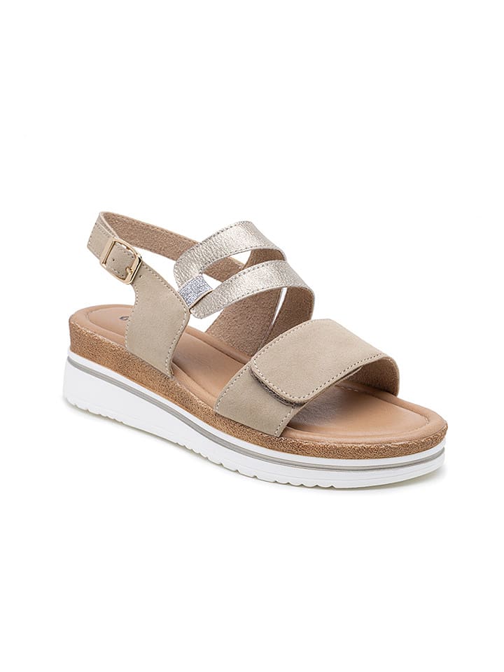 Foreverfolie Sandały w kolorze złotym na koturnie rozmiar: 38