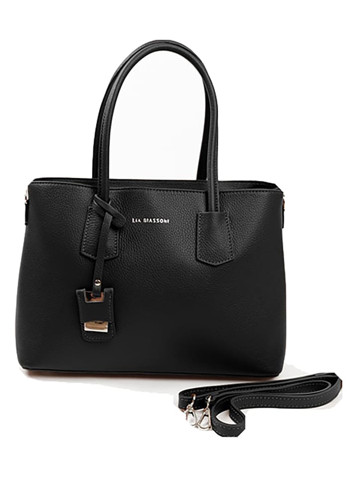 Lia Biassoni Skórzana torebka w kolorze czarnym - 38 x 24 x 15 cm rozmiar: onesize