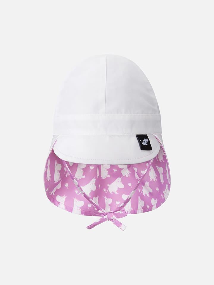 Reima Dwustronna czapka "Moomin" w kolorze fioletowo-białym z osłoną karku rozmiar: 40-42 cm