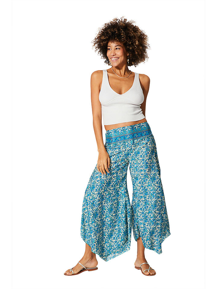 Aller Simplement Spodnie w kolorze niebiesko-kremowym rozmiar: 38/40