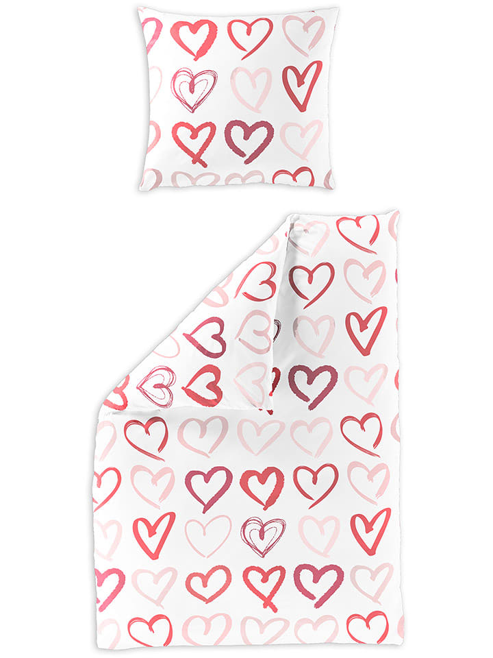 Bierbaum Komplet pościeli satynowej w kolorze biało-fioletowo-różowym rozmiar: 155x220 cm