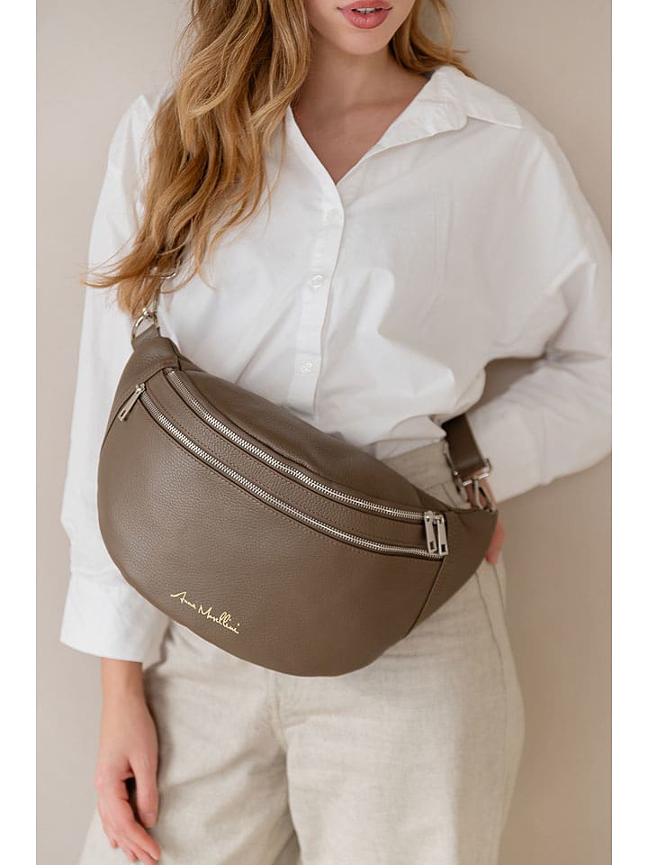 Anna Morellini Skórzana saszetka "Lolanda" w kolorze szarobrązowym - 36 x 22 x 12 cm rozmiar: onesize