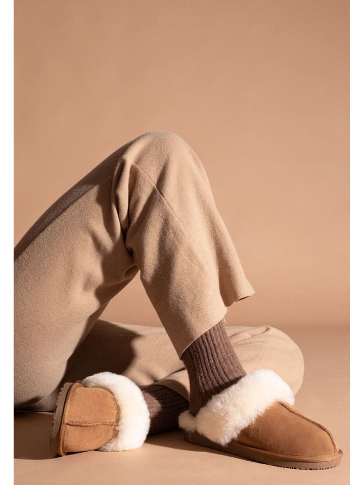 Gooce Wełniane kapcie "Wispper" w kolorze jasnobrązowym rozmiar: 36