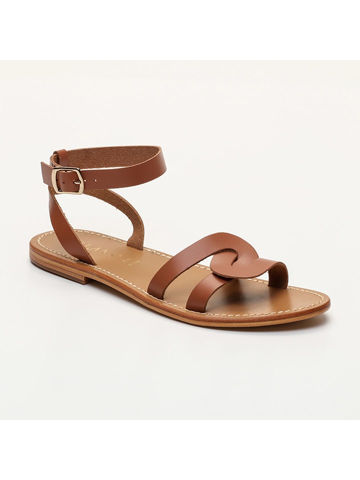 CALANK Skórzane sandały w kolorze jasnobrązowym rozmiar: 41