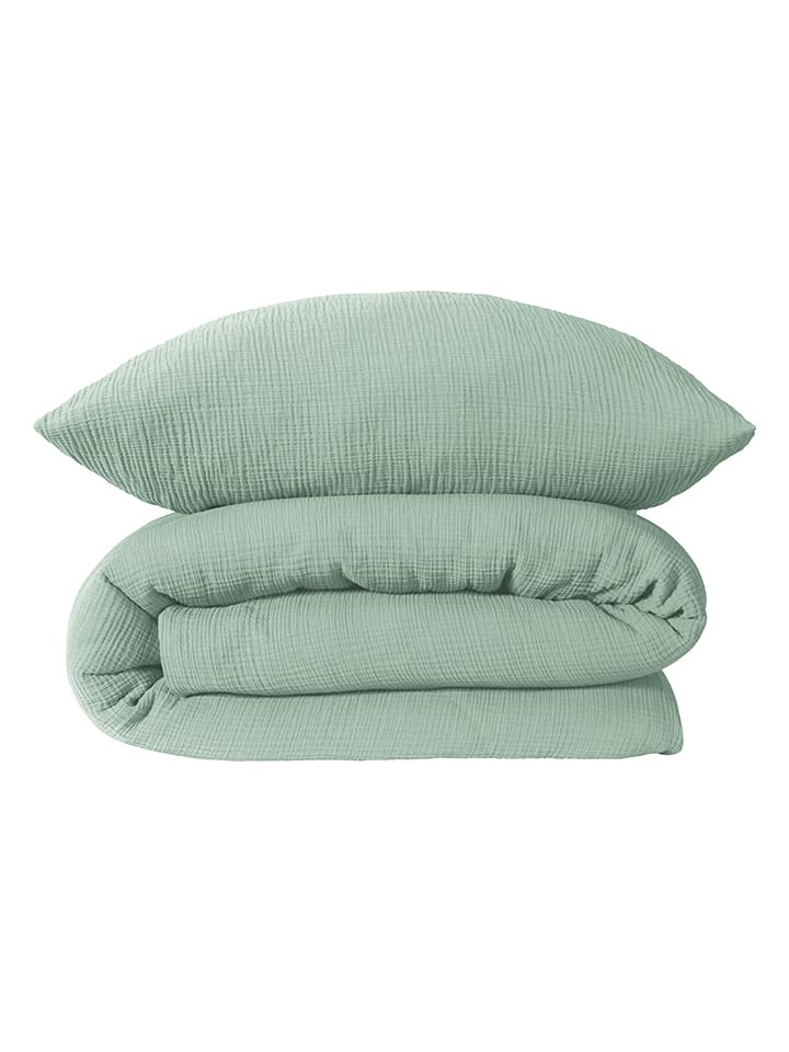 Schiesser Komplet pościeli muślinowej "Molly" w kolorze jasnozielonym rozmiar: 135x200 cm