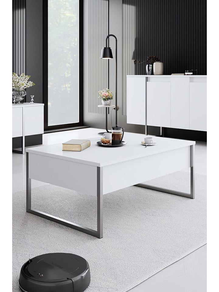 Evila Ława w kolorze srebrno-białym - 90 x 60 x 40 cm rozmiar: onesize