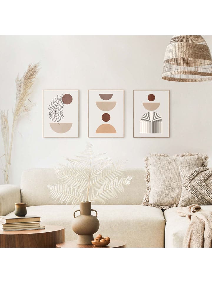 Orangewallz Druki artystyczne (3 szt.) "Figures Set" w ramce rozmiar: 30x40 cm