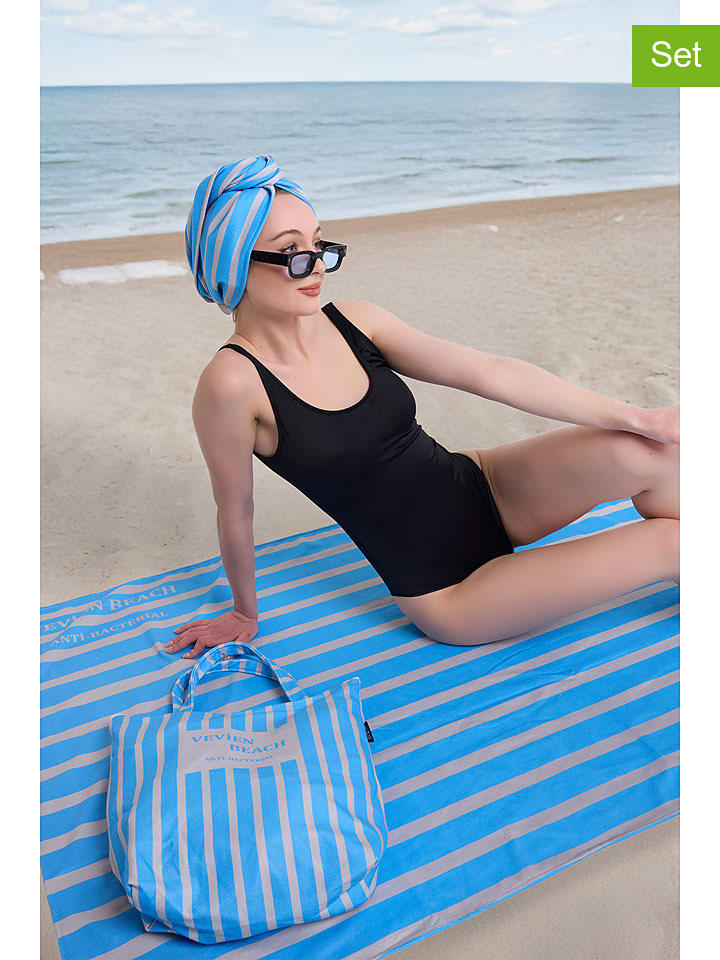 Samimi 3-częściowy zestaw plażowy w kolorze niebieskim rozmiar: onesize