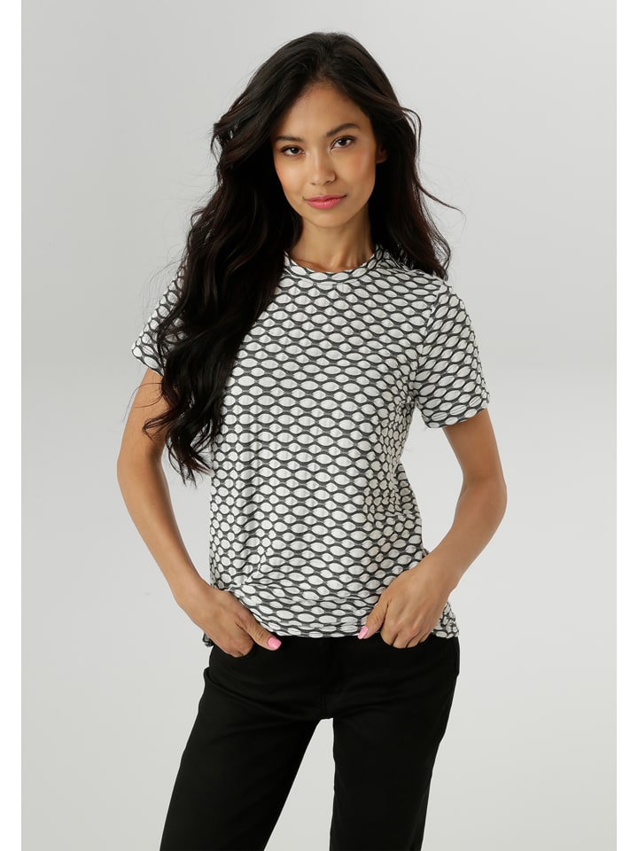 Aniston Koszulka w kolorze antracytowo-białym rozmiar: 42