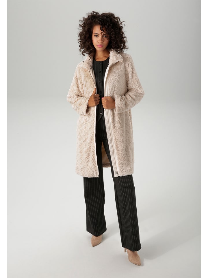 Aniston Płaszcz pluszowy w kolorze beżowym rozmiar: 40