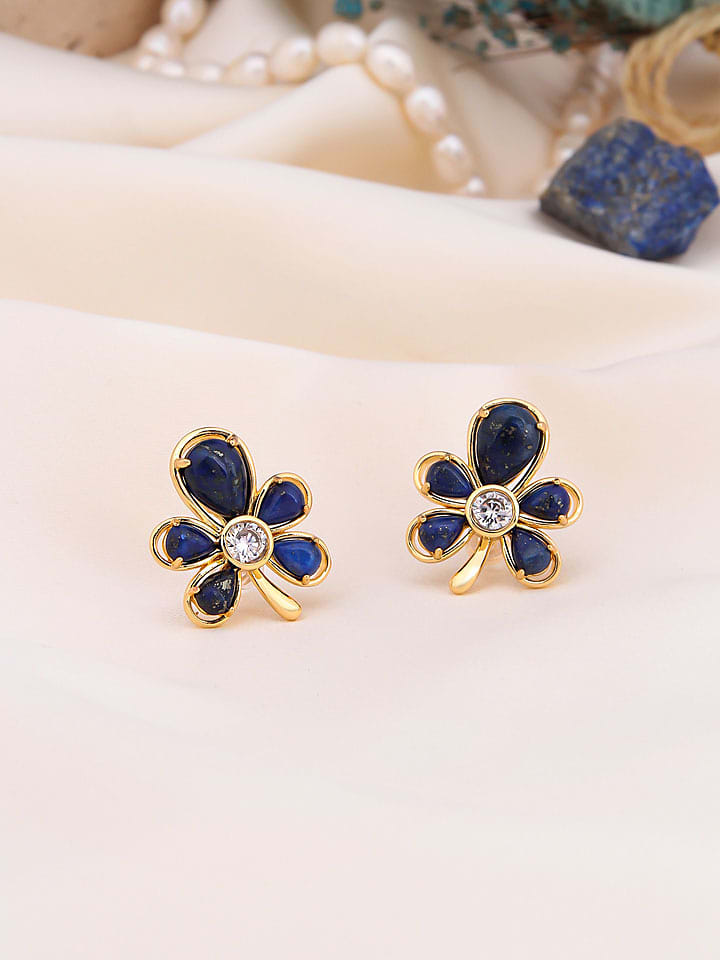 Pierres de Jade Pozłacane kolczyki-wkrętki z lapis lazuli rozmiar: onesize