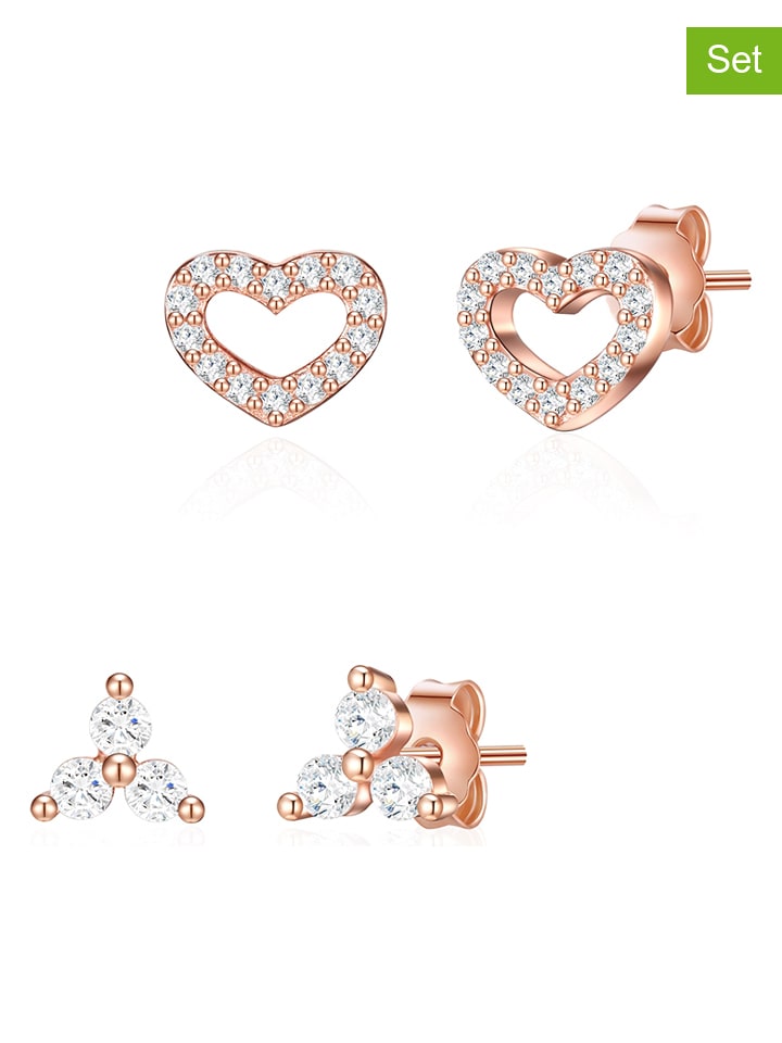 Lulu & Jane Pozłacane kolczyki-wkrętki (2 pary) z cyrkoniami rozmiar: onesize