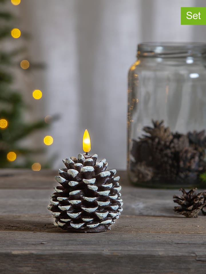 STAR Trading Świeca LED "Cone" w kolorze brązowym - wys. 10,5 Ø 8 cm rozmiar: onesize