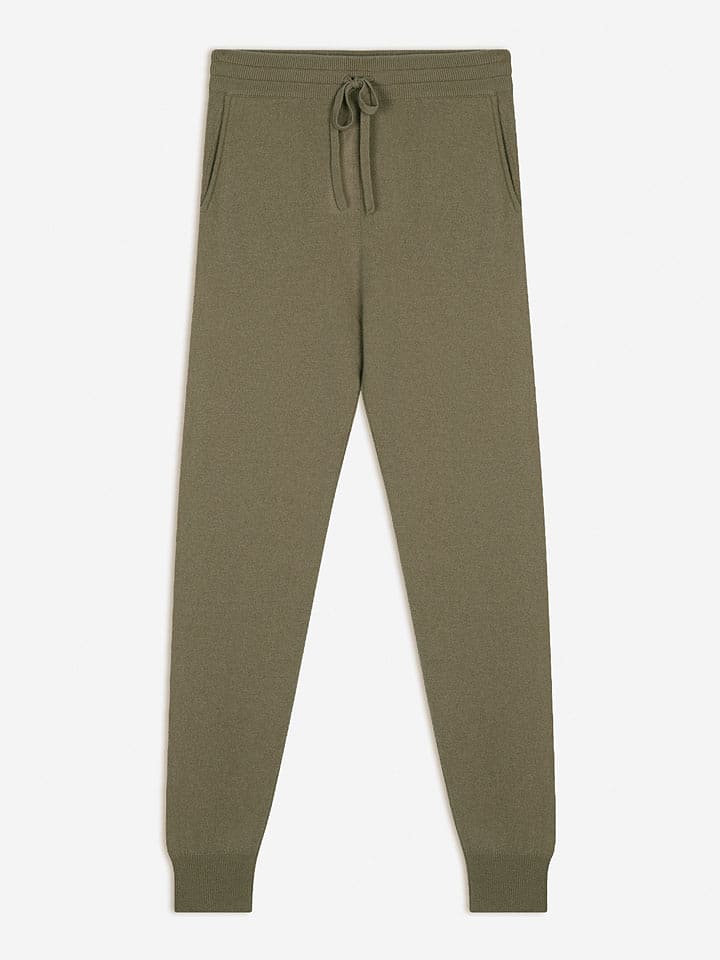 Just Cashmere Kaszmirowe spodnie w kolorze khaki rozmiar: XL