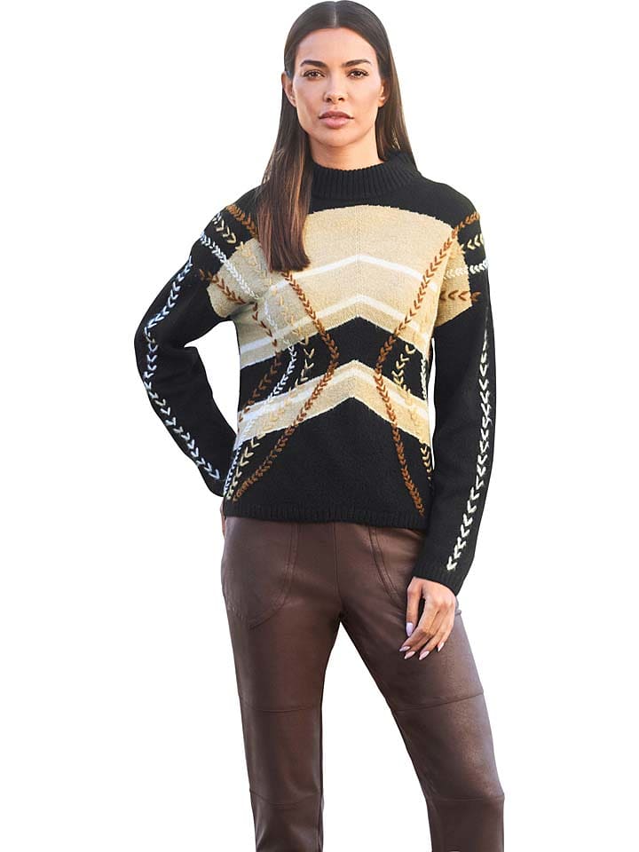 Heine Sweter w kolorze czarno-beżowym rozmiar: 44