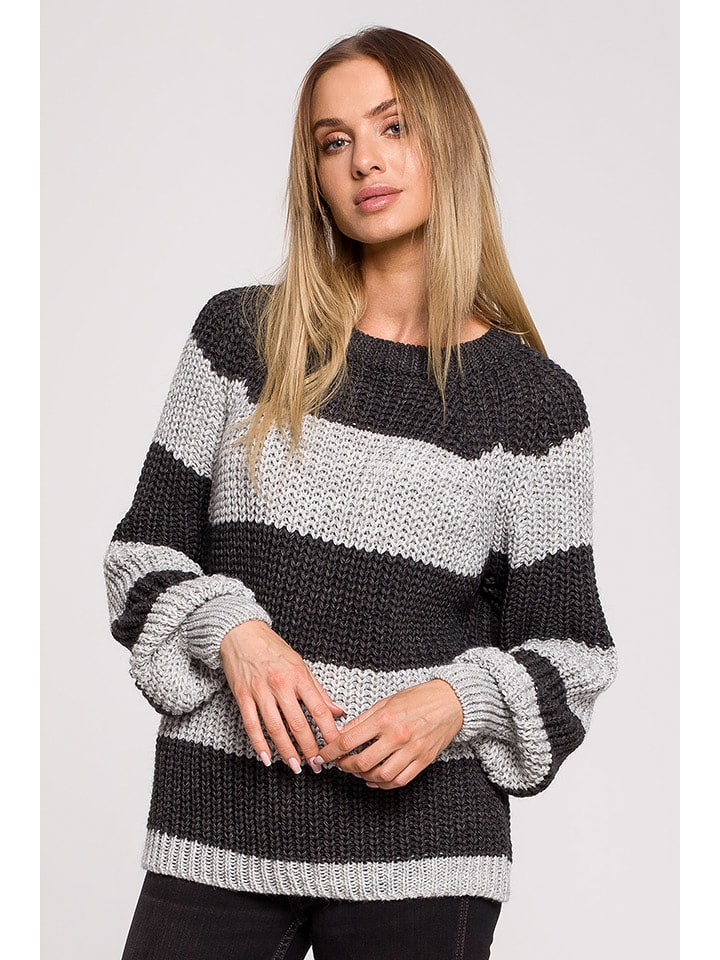 made of emotion Sweter w kolorze szaro-antracytowym rozmiar: L/XL