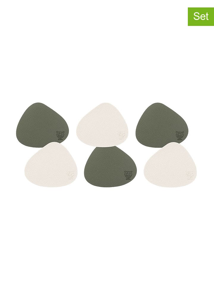 Björn Dwustronne podstawki (6 szt.) w kolorze kremowo-zielonym - 13 x 11 cm rozmiar: onesize