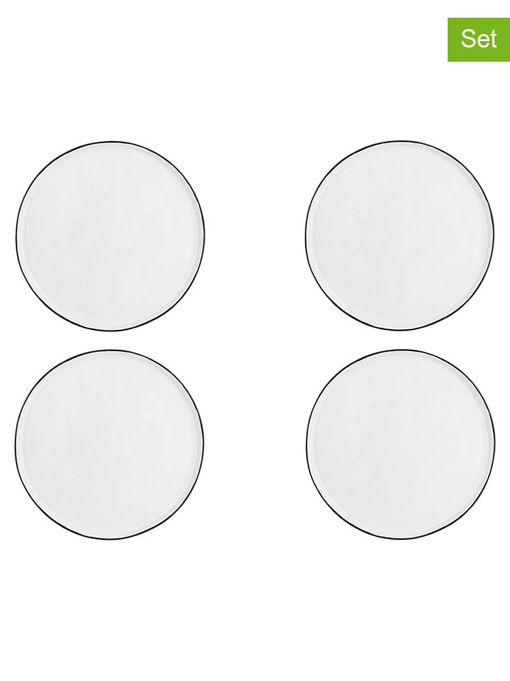 Björn Talerze obiadowe (4 szt.) "Pure" w kolorze biało-czarnym - Ø 27,5 cm rozmiar: onesize