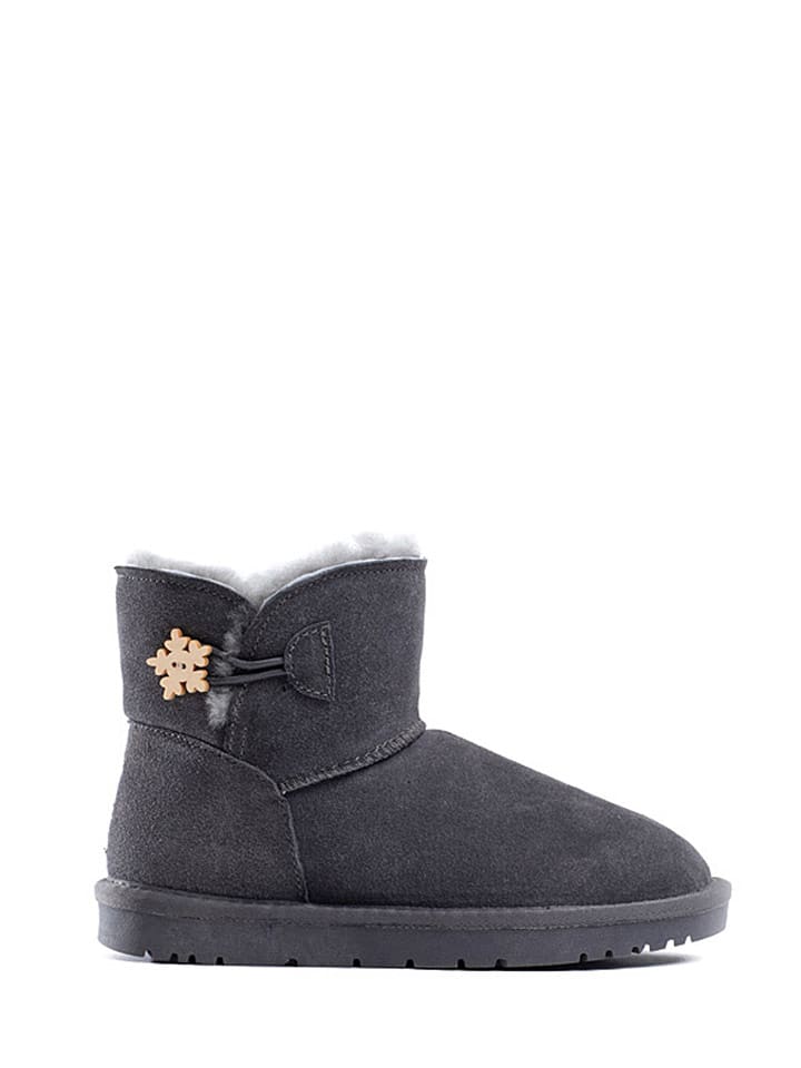 NICEBAY Skórzane botki zimowe "Beauty" w kolorze antracytowym rozmiar: 25