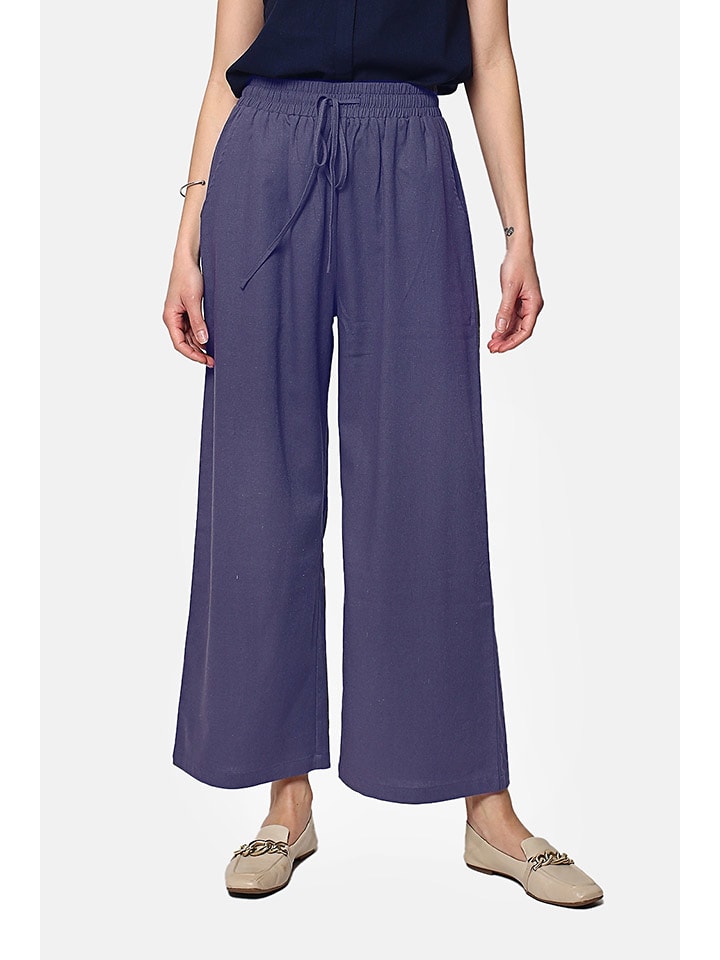 Le Jardin du Lin Lniane spodnie w kolorze niebieskim rozmiar: 34