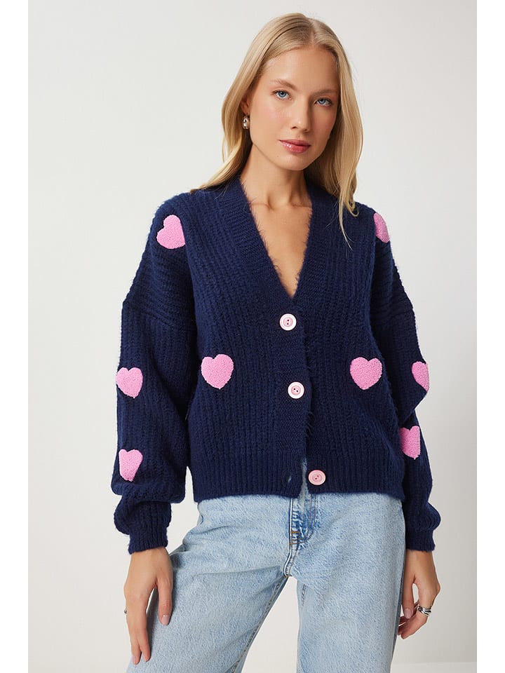 Happiness Istanbul Kardigan w kolorze granatowo-jasnoróżowym rozmiar: onesize