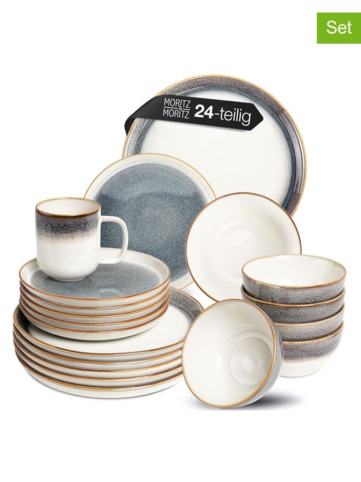 Moritz & Moritz 24-częściowy zestaw naczyń "Tarento" w kolorze biało-szarym rozmiar: onesize