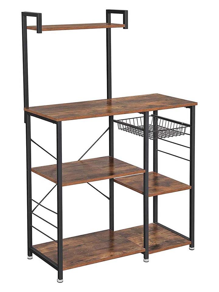 Songmics Regał kuchenny w kolorze brązowo-czarnym - 90 x 132 x 40 cm rozmiar: onesize