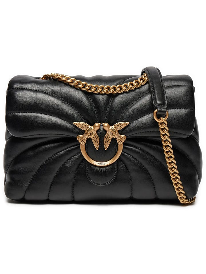 Pinko Skórzana torebka w kolorze czarnym - 28 x 19 x 10 cm rozmiar: onesize