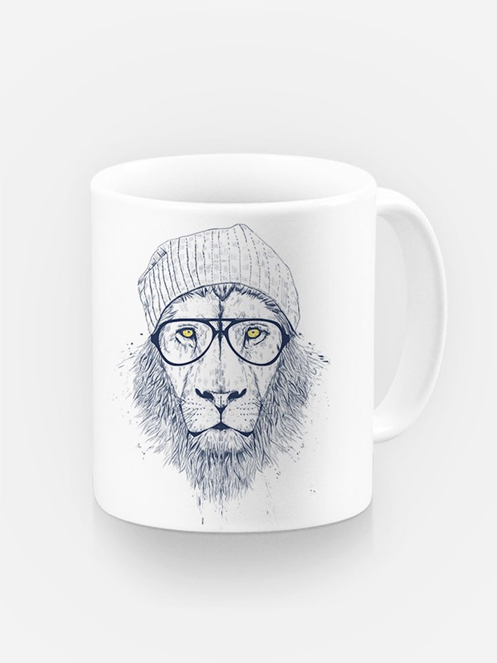 WOOOP Kubek "Cool Lion" w kolorze biało-granatowym - 330 ml rozmiar: onesize
