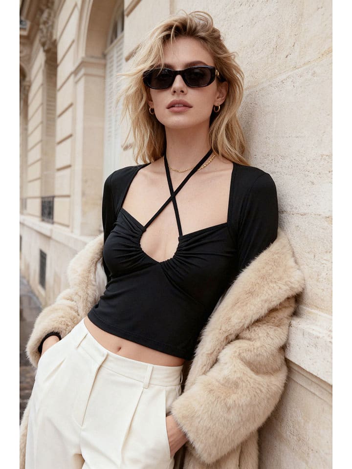 trendyol Top w kolorze czarnym rozmiar: M