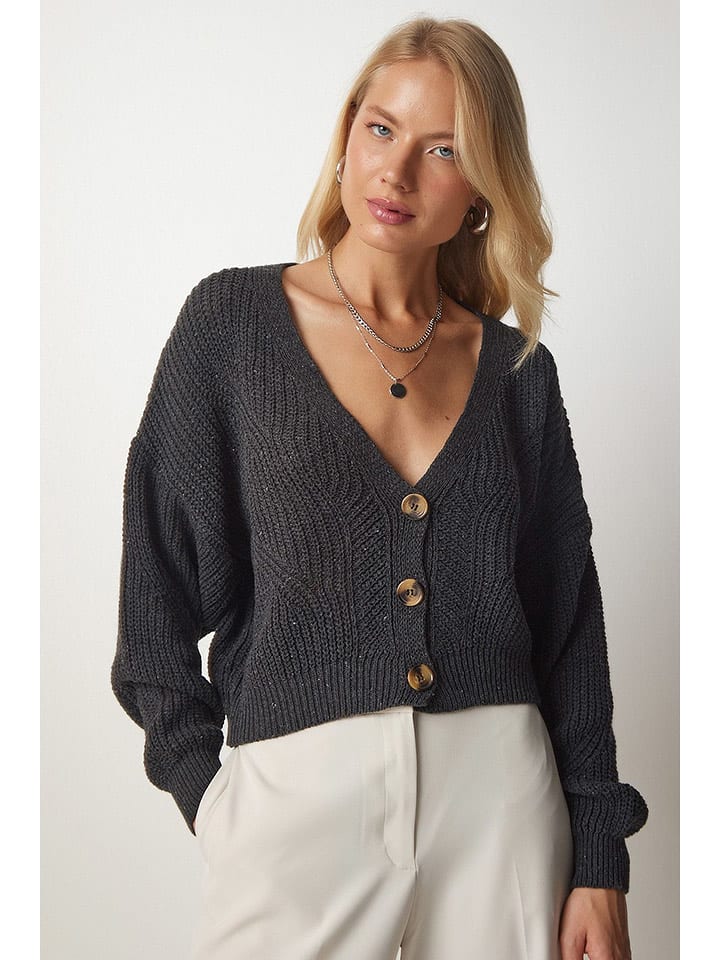 Happiness Istanbul Kardigan w kolorze antracytowym rozmiar: onesize