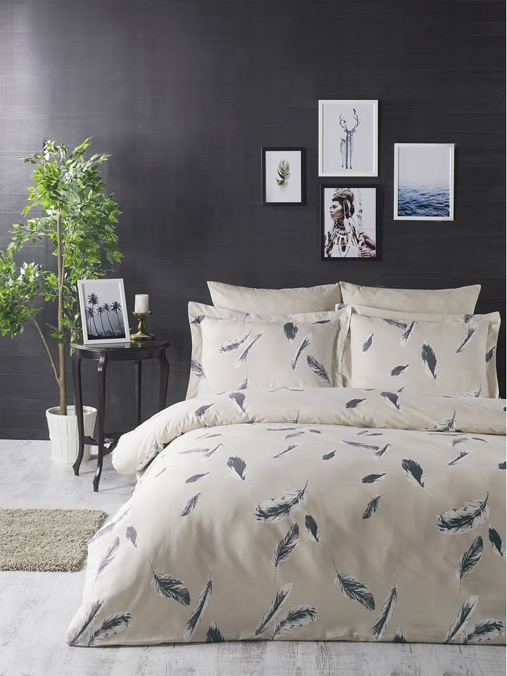 Colorful Cotton Komplet pościeli renforcé "Feather" w kolorze beżowym rozmiar: 200x200 cm