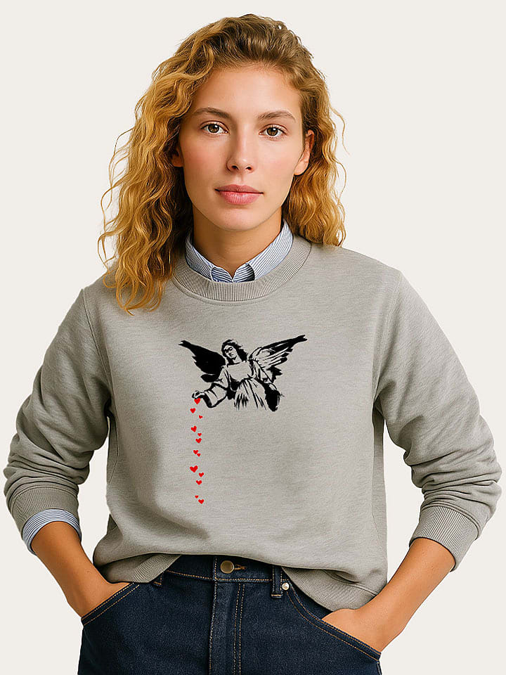 WOOOP Bluza "Banksy Angel Hearts" w kolorze szarym rozmiar: XS