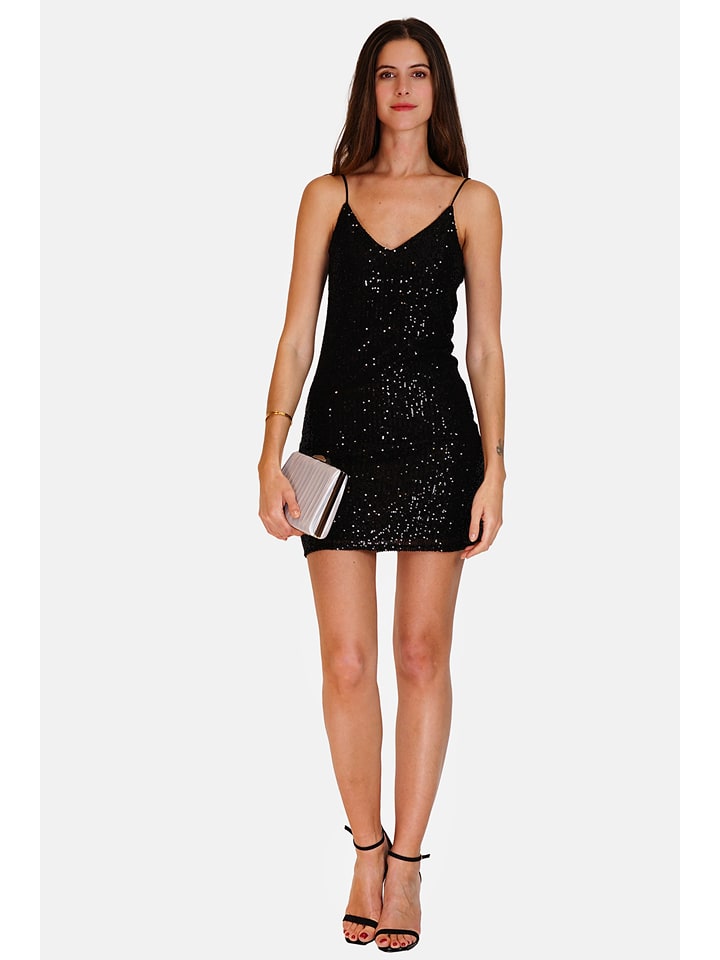 ASSUILI Sukienka cekinowa w kolorze czarnym rozmiar: 36