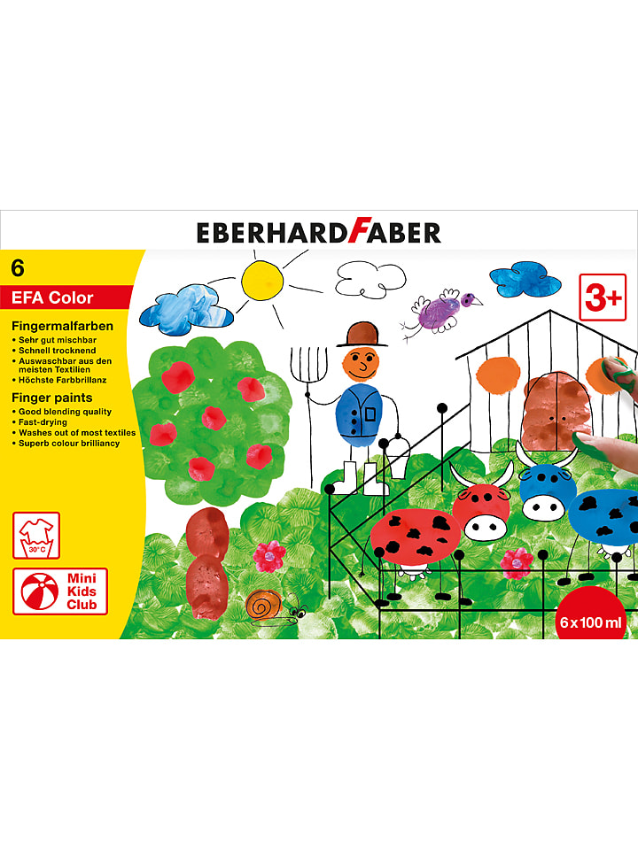 Eberhard Faber Farby (6 szt.) do malowania palcami - 6 x 100 ml rozmiar: onesize