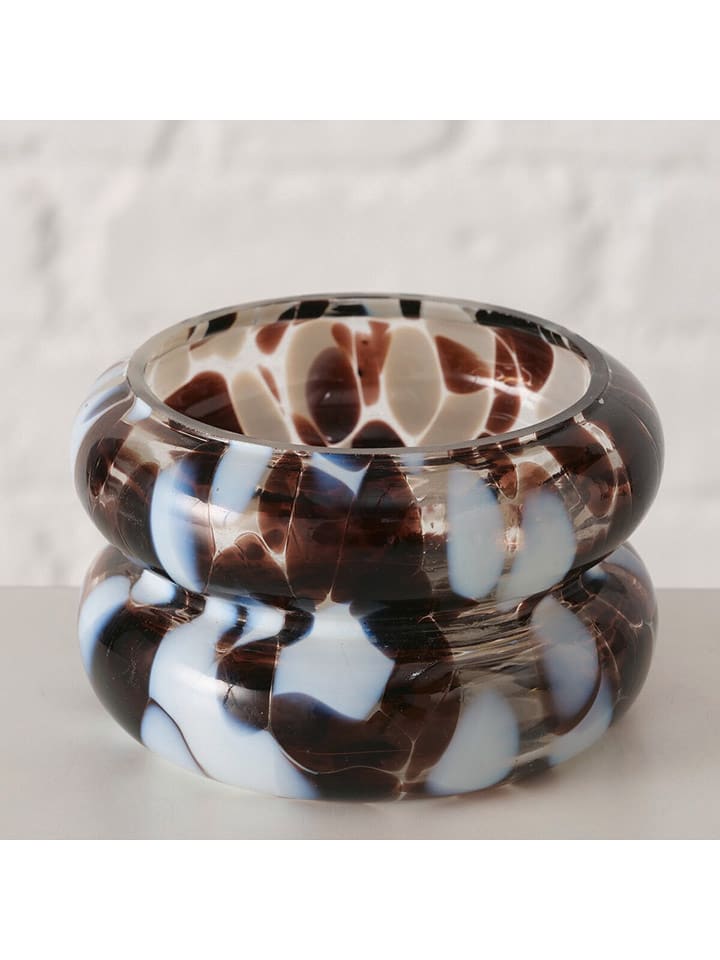 Boltze Świecznik "Tocka" w kolorze brązowo-białym - wys. 5,3 x Ø 8,5 cm rozmiar: onesize