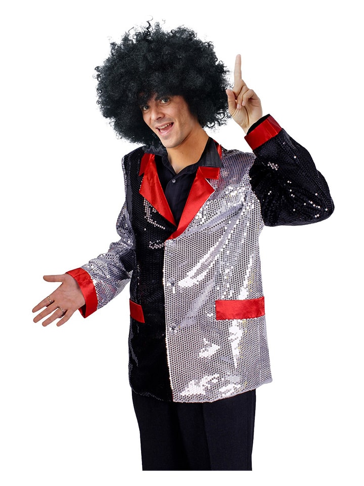 CHAKS Kurtka kostiumowa "Sequin" w kolorze srebrno-czarnym rozmiar: M