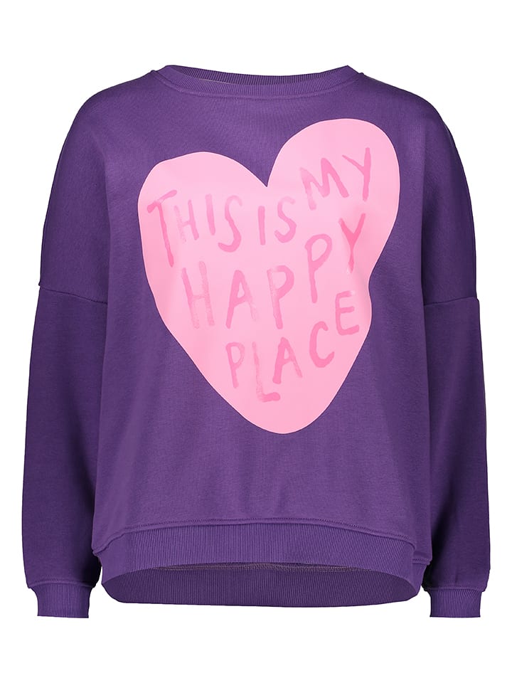 miss goodlife Bluza "This is my happy place" w kolorze fioletowym rozmiar: M
