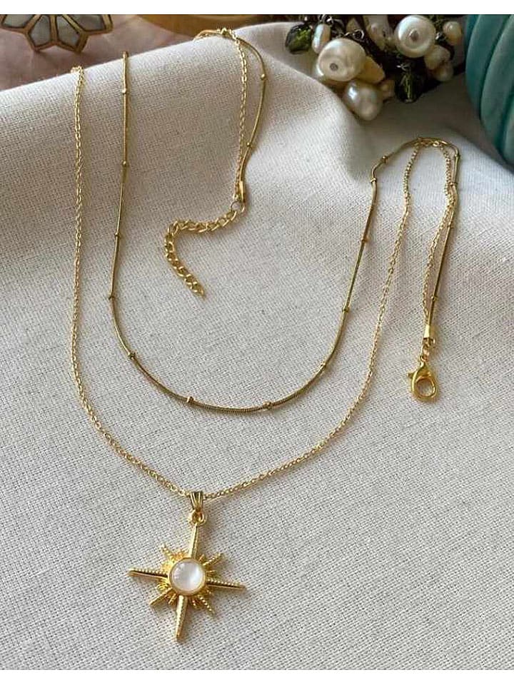 Luseera Pozłacany naszyjnik z zawieszką - dł. 55 cm rozmiar: onesize