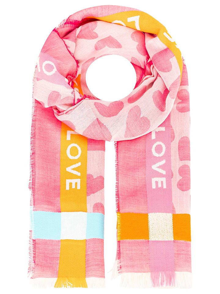 Zwillingsherz Szal "Love & More" w kolorze jasnoróżowym - 180 x 102 cm rozmiar: onesize