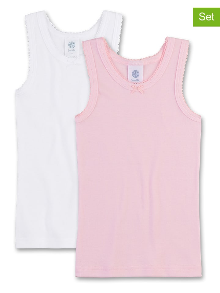 Sanetta Podkoszulki (2 szt.) w kolorze jasnoróżowym i białym rozmiar: 92