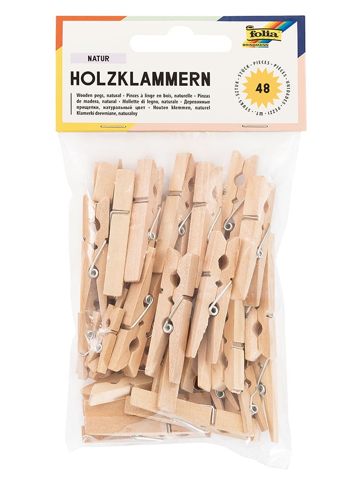 folia PAPER Drewniane klamerki (48 szt.) w kolorze beżowym rozmiar: onesize