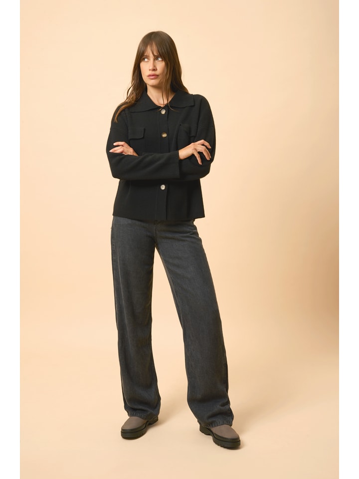 Just Cashmere Kaszmirowy kardigan "Hekla" w kolorze czarnym rozmiar: M