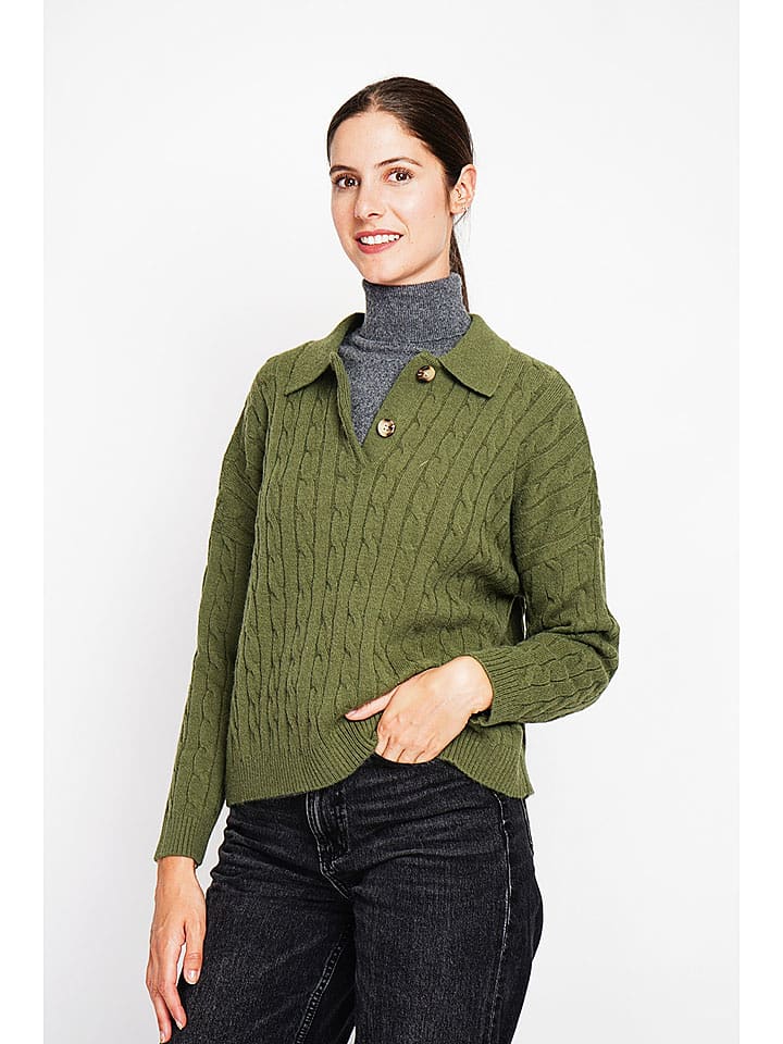 ASSUILI Sweter w kolorze khaki rozmiar: 42