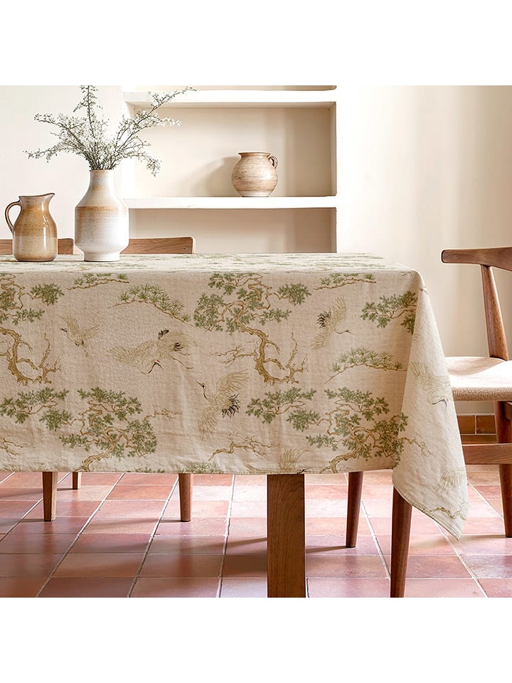 Mint Rugs Obrus "Natural Garza" w kolorze kremowo-zielonym rozmiar: 155x200 cm